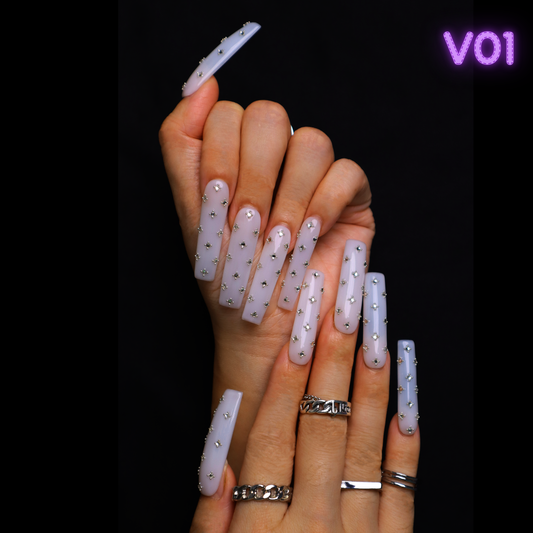 V01 Long Square Handmade Press-on Nails